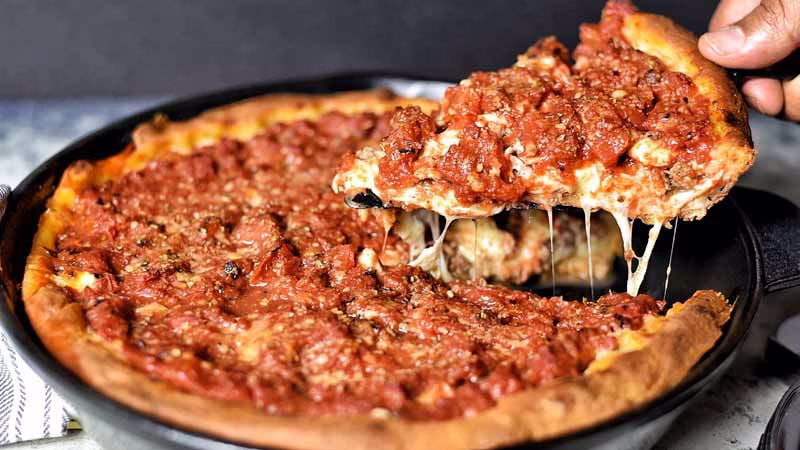 Chicago deep-dish pizza