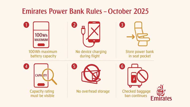 Quy định về Pin dự phòng hãng Emirates