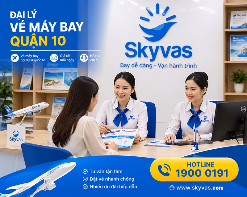 Đại lý vé máy bay Quận 10 - Skyvas hỗ trợ khách hàng khu vực