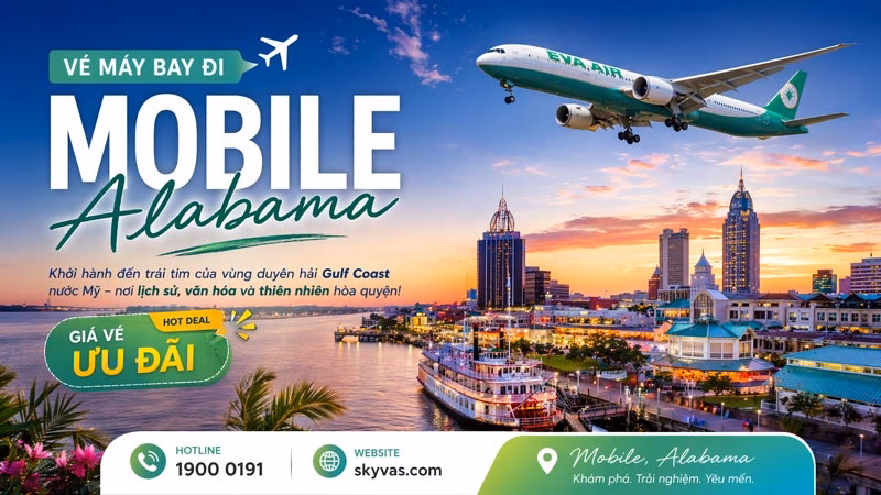 Vé máy bay đi Mobile Alabama giá rẻ