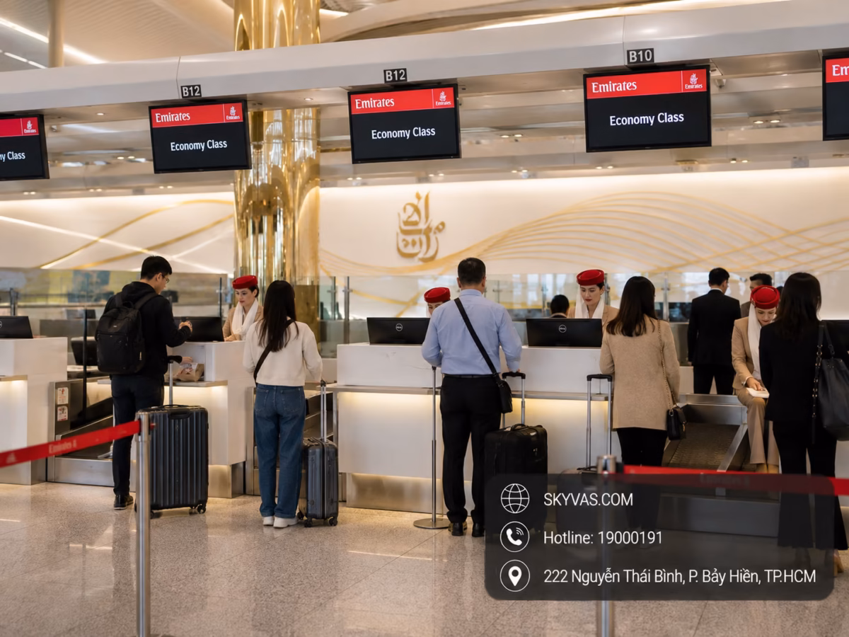 Check-in bay Emirates tại sân bay Việt Nam