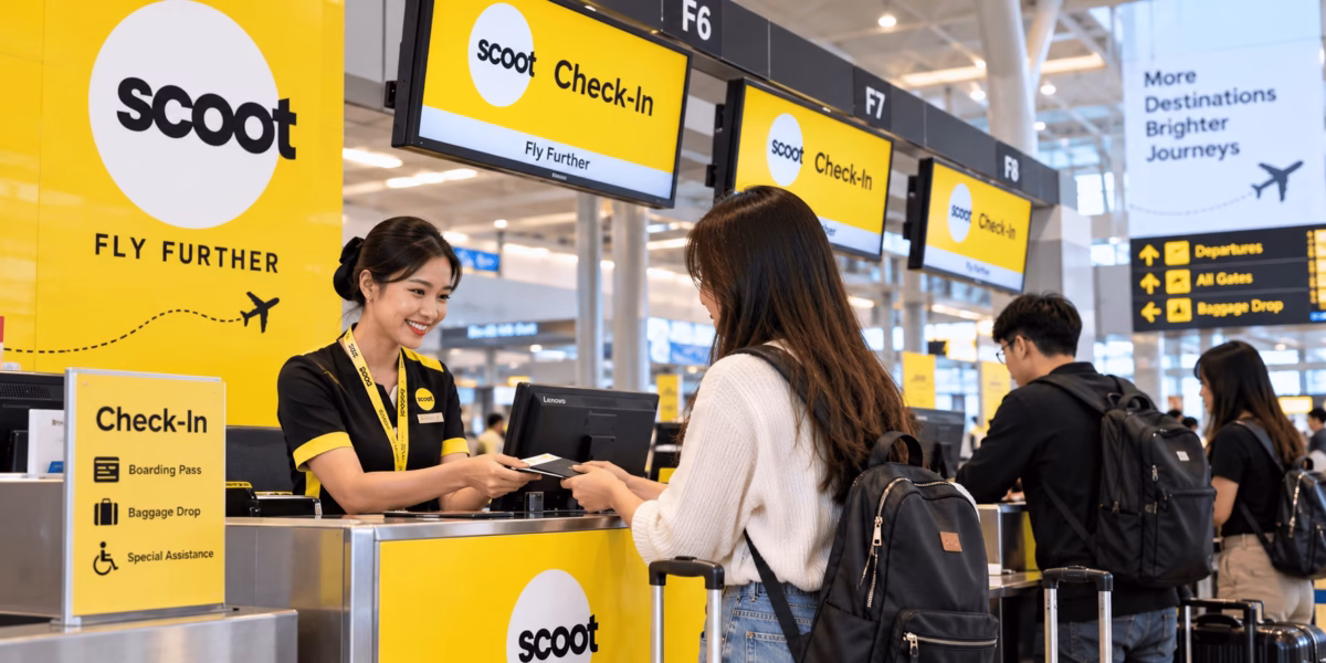 Quầy check-in Scoot Air tại sân bay