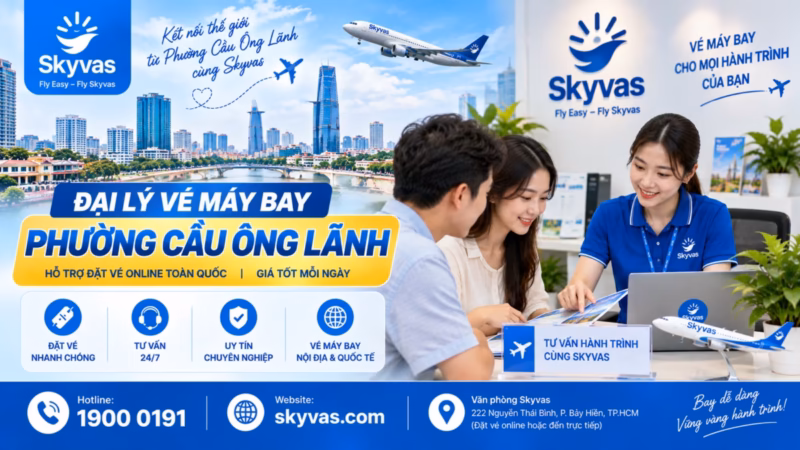 Đại lý vé máy bay Phường Cầu Ông Lãnh Skyvas hỗ trợ đặt vé online