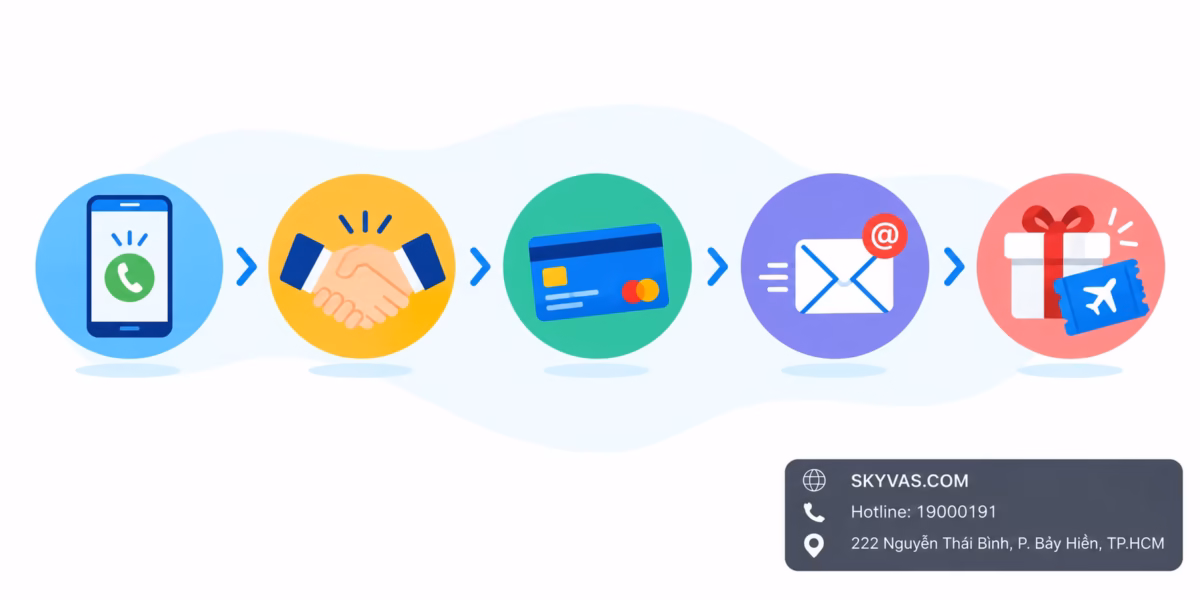 Quy trình đặt vé máy bay trong 5 phút tại Skyvas